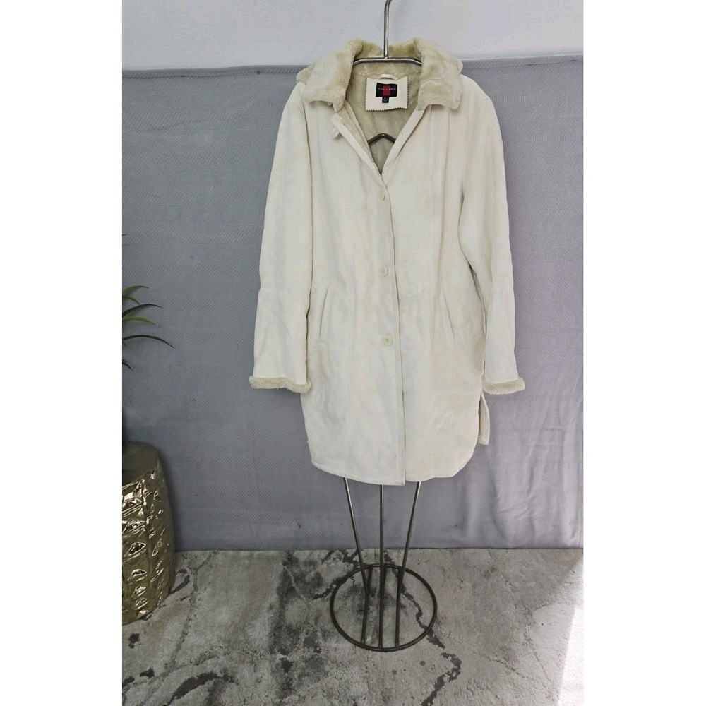 Gallery Womens Micro Suede Faux Fur Lining Knee Length XL Jacket Coat